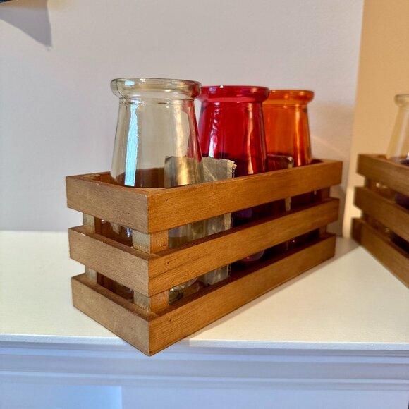 Two Sets of Three Bottles in Wood Boxes - Picture 6 of 9